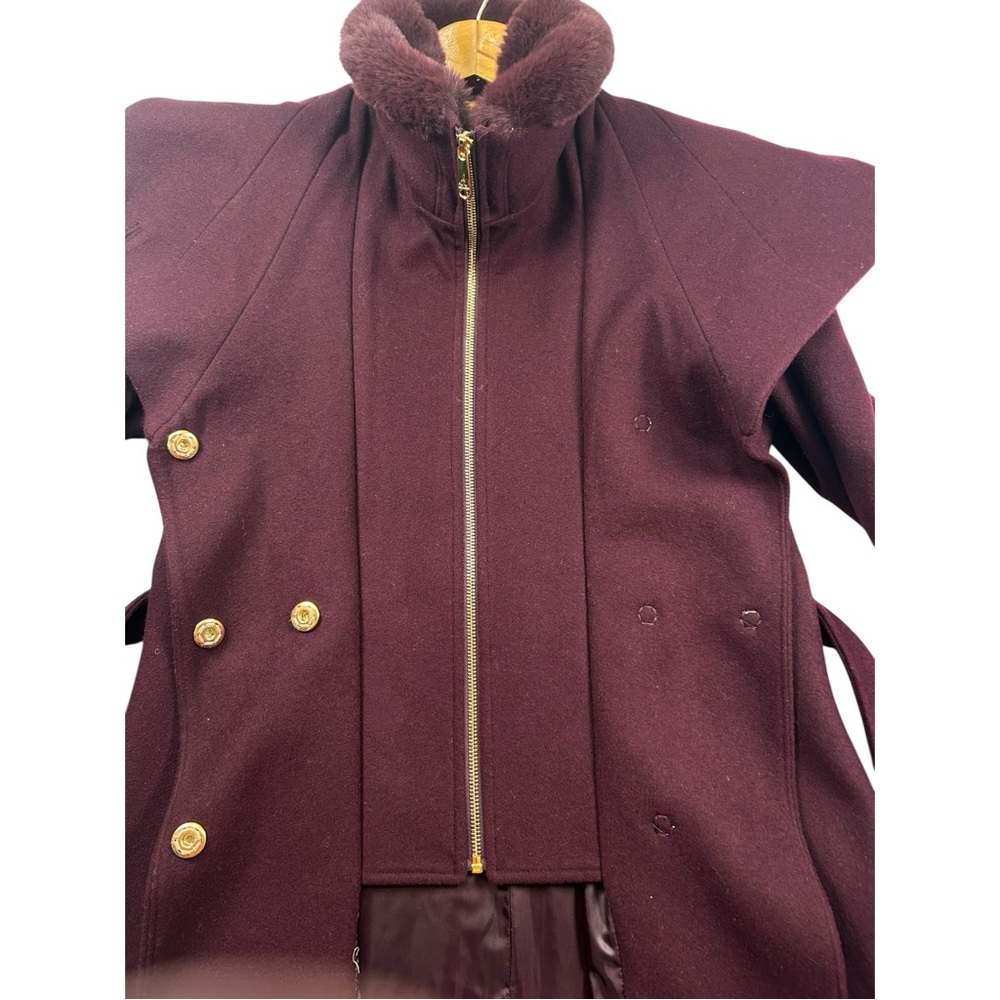 Sam Edelman Burgundy Wool Peacoat w/ Faux Fur Trim – Sz 6 | $360 Retail - Picture 8 of 13
